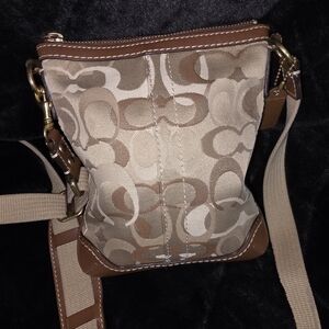 Coach Signature Crossbody Bag in Brown and Tan
